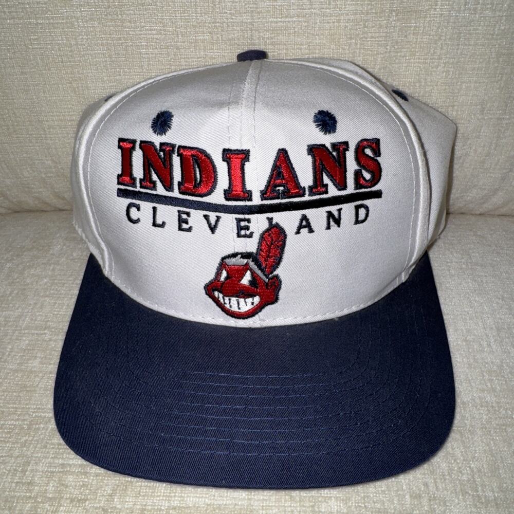 Vtg Cleveland Indians Snapback Hat Cap Logo 7 MLB Baseball Guardians EUC